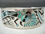 One Of The Most Intrciate Vintage Native American Navajo Opal Turquoise Sterling Silver Bracelet-Nativo Arts