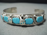 Incredible Vintage Native American Zuni Snake Sterling Silver Turquoise Bracelet-Nativo Arts