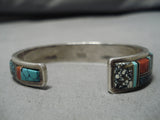 Stunning R Begay Vintage Native American Navajo Colorful Inlay Sterling Silver Bracelet Cuff-Nativo Arts