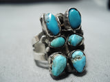 Marvelous Vintage Native American Navajo Turquoise Sterling Silver Ring Old-Nativo Arts