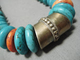 Colossal Vintage Native American Navajo Sterling Silver Turquoise Bead Necklace Old-Nativo Arts