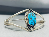 Interesting Vintage Native American Navajo Sleeping Beauty Turquoise Sterling Silver Bracelet-Nativo Arts