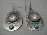 Incredible Vintage Native American Navajo Double Dangle Sterling Silver Earrings-Nativo Arts