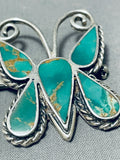 Exceptional Vintage Native American Navajo Turquoise Sterling Silver Butterfly Pin-Nativo Arts