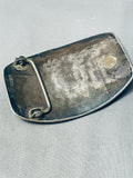 Waves Of Water Vintage Native American Navajo Turquoise Sterling Silver Buckle Old-Nativo Arts