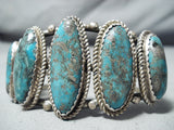 George Begay Vintage Native American Navajo Morenci Turquoise Sterling Silver Bracelet-Nativo Arts