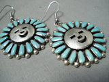 Happy Face Vintage Native American Navajo Turquoise Sterling Silver Earrings-Nativo Arts