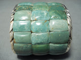 One Of The Biggest Best Native American Green Turquoise Sterling Silver Bracelet-Nativo Arts