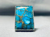J. Tsosie Electrifying Native American Navajo Kingman Turquoise Sterling Silver Ring-Nativo Arts