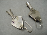 Important Vintage Native American Navajo Bisbee Turquoise Sterling Silver Earrings Old-Nativo Arts