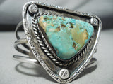 Huge Vintage Native American Navajo Triangular Royston Turquoise Sterling Silver Bracelet-Nativo Arts