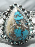 Best Early Bisbee Turquoise Vintage Native American Navajo Sterling Silver Bracelet Cuff-Nativo Arts