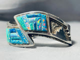 Important Vintage Native American Navajo Opal Sterling Silver Geomtric Bracelet-Nativo Arts