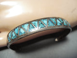 Custom Vintage Navajo Native American Turquoise Inlay Sterling Silver Bracelet-Nativo Arts