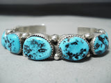 Exceptional Vintage Native American Navajo Sleeping Beauty Turquoise Sterling Silver Bracelet-Nativo Arts