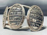 One Of The Most Unique Vintage Native American Navajo Hand Carved Sterling Silver Bracelet-Nativo Arts
