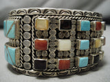 Important Vintage Native American Zuni Michael Lasiloo Turquoise Inlay Sterling Silver Bracelet-Nativo Arts