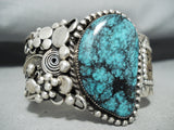 Amazing Native American Navajo Blue Diamond Turquoise Sterling Silver 12k Gold Bracelet-Nativo Arts