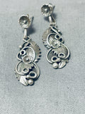 Impressive Vintage Native American Navajo Sterling Silver Earrings Signed K. Montoya-Nativo Arts