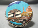 Important Best Inlay Native American Navajo Sky Blue Turquoise Sterling Silver Ring-Nativo Arts