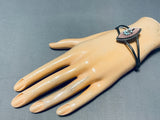 Native American Brilliant Vintage Zuni Blue Gem Turquoise Flower Shell Sterling Silver Bracelet-Nativo Arts