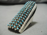 One Of The Tallest Native American Zuni Snake Eyes Turquoise Sterling Silver Ring-Nativo Arts