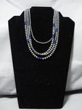 Museum Vintage Native American Navajo Lapis Sterling Silver Wrap Around Necklace-Nativo Arts