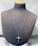 Marvelous Vintage Native American Navajo Blue Gem Sterling Silver Cross Necklace-Nativo Arts