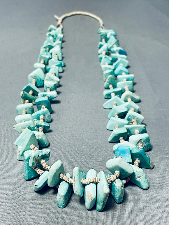 Early Hand Drilled Vintage Santo Domingo Turquoise Heishi Necklace-Nativo Arts