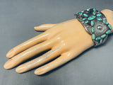 Best Early 1900's Vintage Native American Navajo Carico Lake Turquoise Sterling Silver Bracelet-Nativo Arts