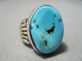 Marvelous Vintage Native American Navajo Sleeping Beauty Turquoise Sterling Silver Ring-Nativo Arts