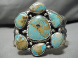 One Of Biggest Vintage Native American Navajo #8 Turquoise Sterling Silver Chunk Bracelet-Nativo Arts