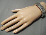 Thick And Heavy!! Vintage Native American Navajo Important Sterling Silver Bracelet-Nativo Arts
