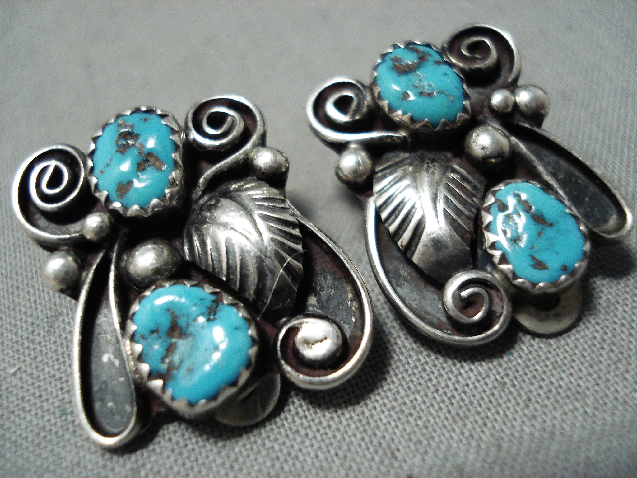 Vintage Native American Silver store and Turquoise Earrings