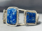 Native American Amazing Triple Squared Lapis Southwest Sterling Silver Bracelet-Nativo Arts