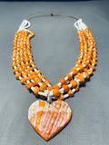 Gorgeous Native American Heart Spiny Oyster White Bead Necklace-Nativo Arts