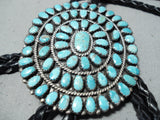 Authentic Vintage Native American Navajo Larry Moses Begay Turquoise Sterling Silver Bolo Tie-Nativo Arts