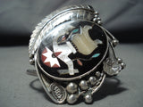 Ceremonial Kachina Vintage Native American Zuni Turquoise Sterling Silver Inlay Bracelet-Nativo Arts