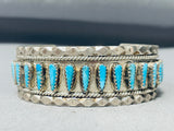 3d Works Vintage Native American Navajo Turquoise Teardrop Sterling Silver Bracelet Cuff-Nativo Arts