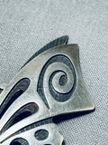 Unique Detailed Rabbit Vintage Native American Hopi Sterling Silver Butterfly Pin-Nativo Arts