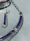 One Of The Best Vintage Native American Navajo Sugulite Sterling Silver Inlay Necklace Set-Nativo Arts