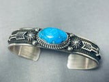 Important Al Jake Native American Navajo Deep Blue Turquoise Sterling Silver Bracelet-Nativo Arts