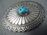 Important Lee Charley Vintage Native American Navajo Turquoise Sterling Silver Buckle-Nativo Arts