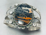 Natural Scenery Lake And Mountain Vintage Native American Navajo Petrified Wood Bracelet-Nativo Arts