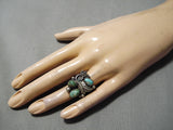 Incredible Vintage Native American Navajo Cerrillos Turquoise Sterling Silver Ring Old-Nativo Arts
