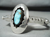 Signed Vintage Native American Navajo Old Kingman Turquoise Sterling Silver Bracelet-Nativo Arts