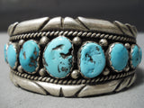 Native American Important John D Clark Vintage Navajo Turquoise Sterling Silver Bracelet Old-Nativo Arts
