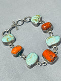 Amazing Vintage Native American Navajo Royston Turquoise Sterling Silver Link Bracelet-Nativo Arts