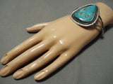 Important Vintage Native American Navajo Leo Nez Royston Turquoise Sterling Silver Bracelet Old-Nativo Arts