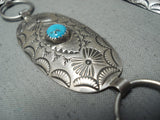 Spectacular Vintage Native American Navajo Old Kingman Turquoise Sterling Silver Concho Belt-Nativo Arts